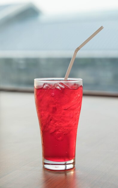 iced red soda glass