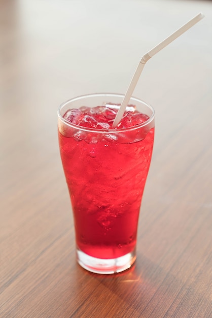 Free photo iced red soda glass