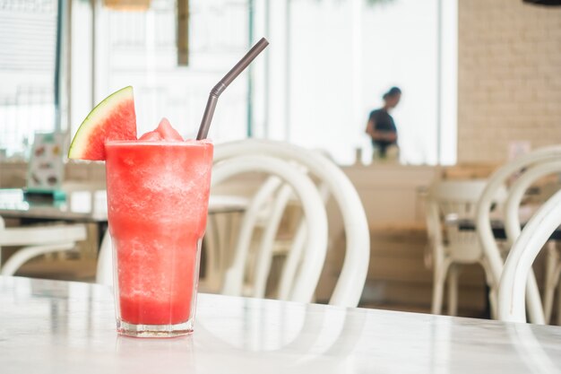 Iced watermelon juice in glass