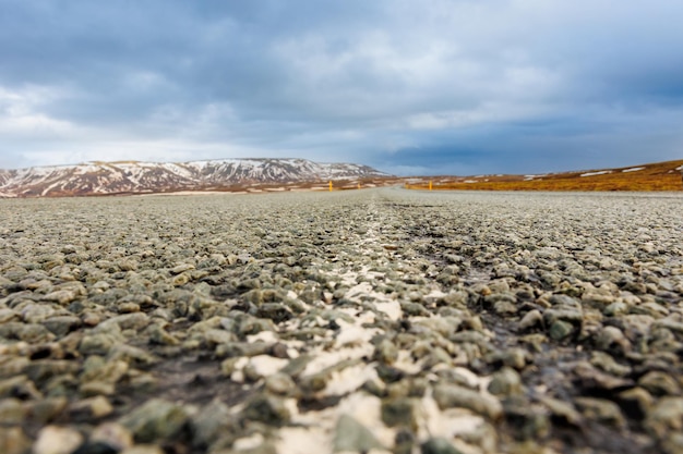 Free photo icelandic landscape and long road