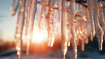 Free photo icicles hang sharply against bright wintry sun