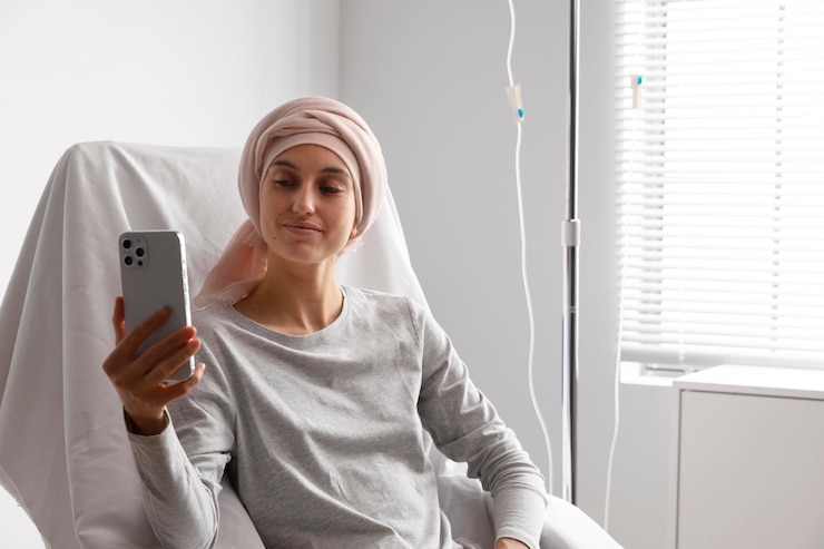 Free Photo ill female patient in hospital
