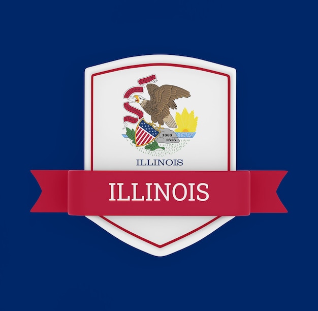 Free photo illinois flag with banner