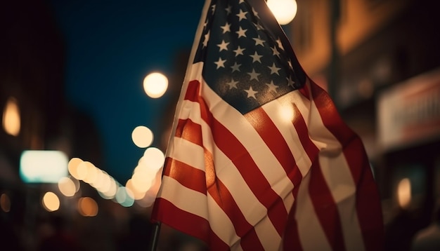 Free photo illuminated american flag symbolizes patriotism and freedom generated by ai