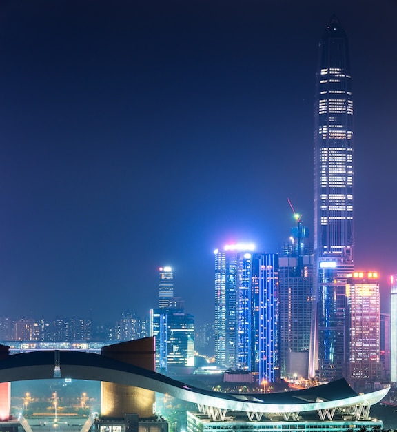 illuminated cityscape in Shanghai