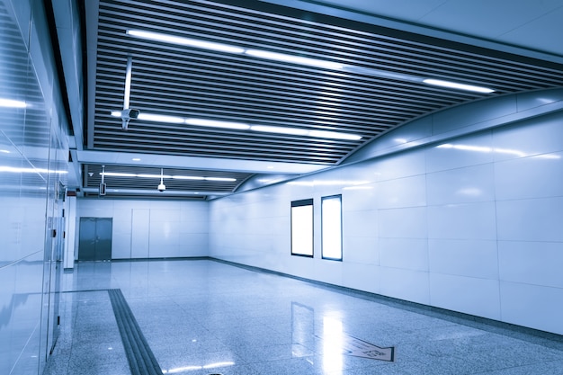 Free photo illuminated hallway of a building