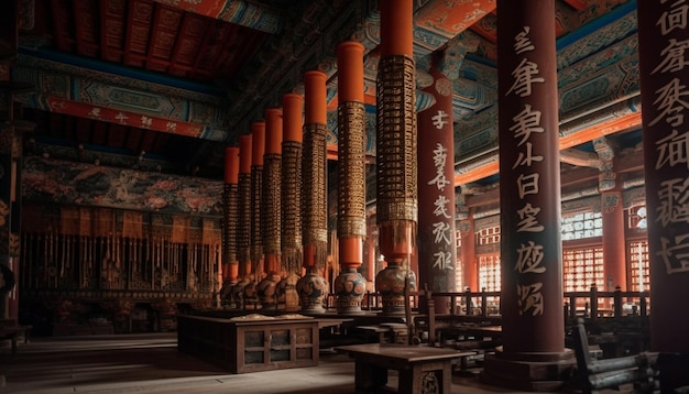 AI が生成した北京の古代塔を飾る提灯のイルミネーション