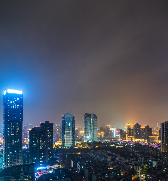 illuminated modern buildings at night