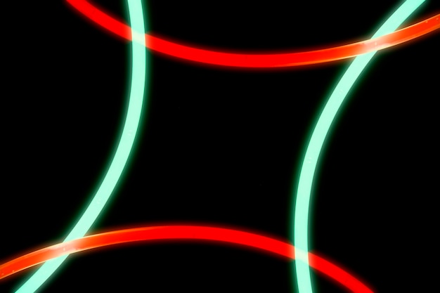 검은 배경에 조명 된 빨강 및 녹색 곡선 조명
