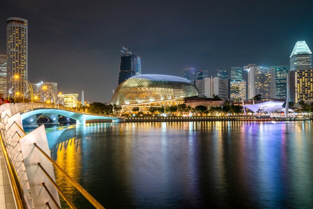 Illuminated skyscrapers at night