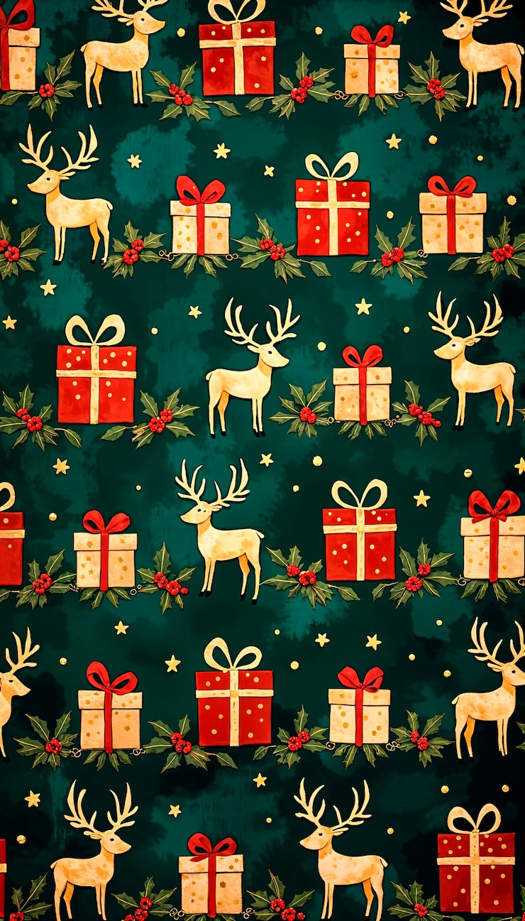 Free Photo illustrated christmas pattern