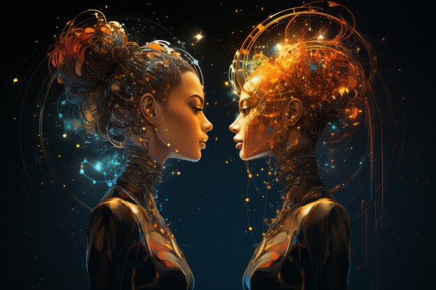 Illustrated rendering of twin avatar