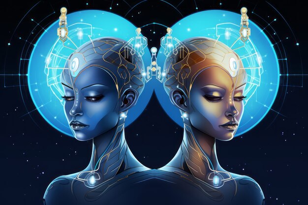 Illustrated rendering of twin avatar