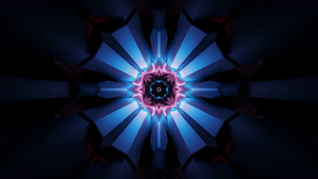 Illustration of abstract futuristic kaleidoscopic party light effects with neon lights