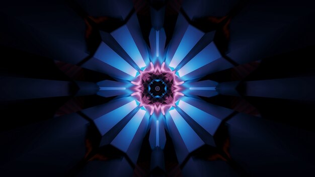 Illustration of abstract futuristic kaleidoscopic party light effects with neon lights