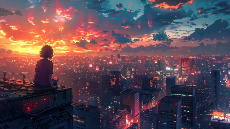 Free Photo illustration of anime city