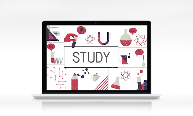 Free photo illustration of biochemistry study scietific research on laptop