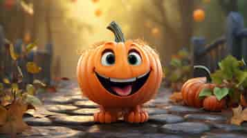 Free photo an illustration of a charming pumpkin