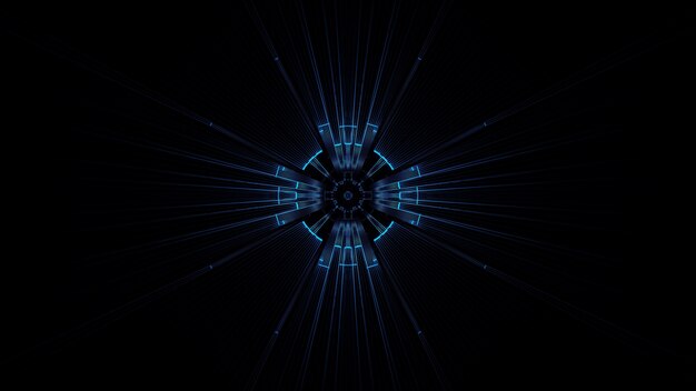 抽象的なネオン光の効果を持つ円のイラスト-未来的な背景に最適