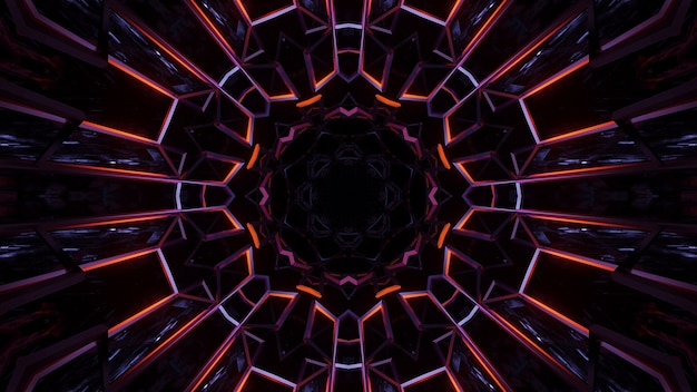 Иллюстрация геометрических фигур с красочными неоновыми лазерными огнями - идеально подходит для фонов