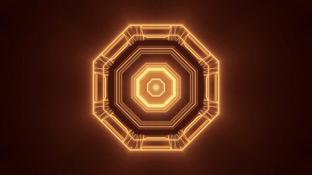 Illustration of a hexagonal figure made of brown and gold lights