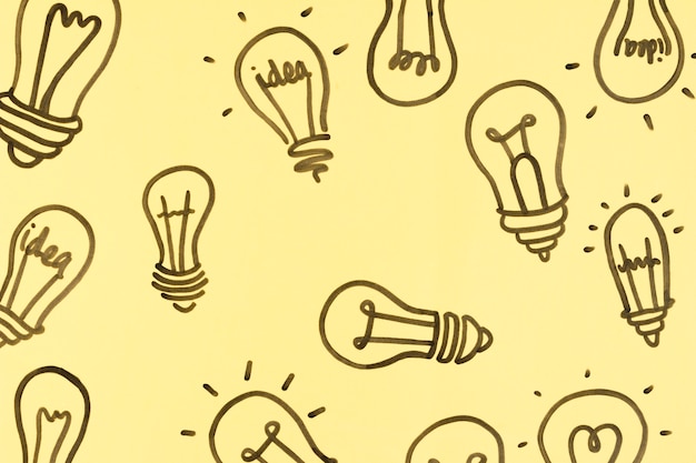 Free photo illustration of many light bulbs on yellow background