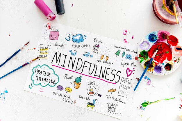 Illustration of mindfulness leisure art activity