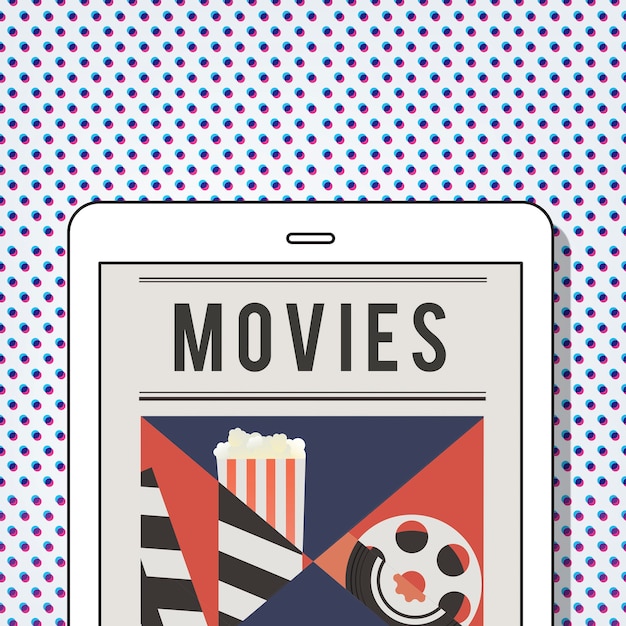 Foto gratuita illustrazione dell'intrattenimento multimediale del cinema su tablet digitale