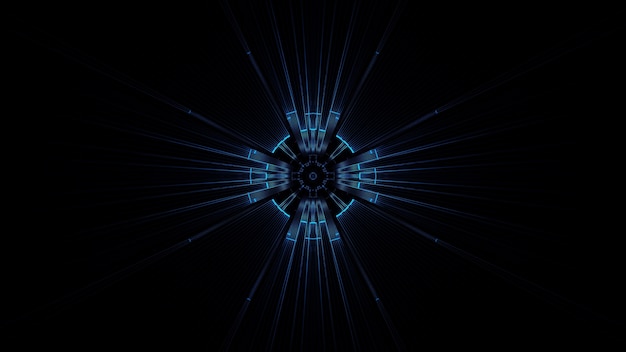 無料写真 抽象的なネオン光の効果を持つ円のイラスト-未来的な背景に最適