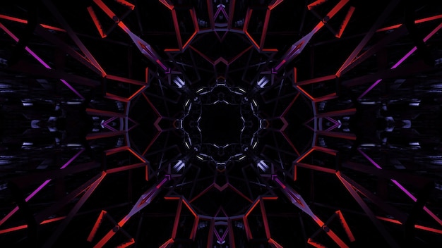 Бесплатное фото Иллюстрация геометрических фигур с красочными неоновыми лазерными огнями - отлично подходит для фонов