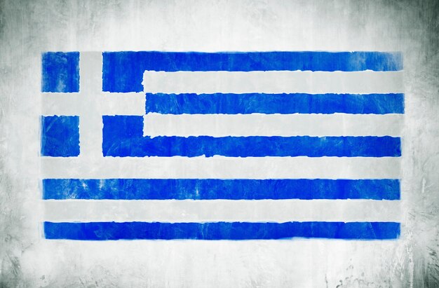 ギリシャの国旗のイラストと絵画