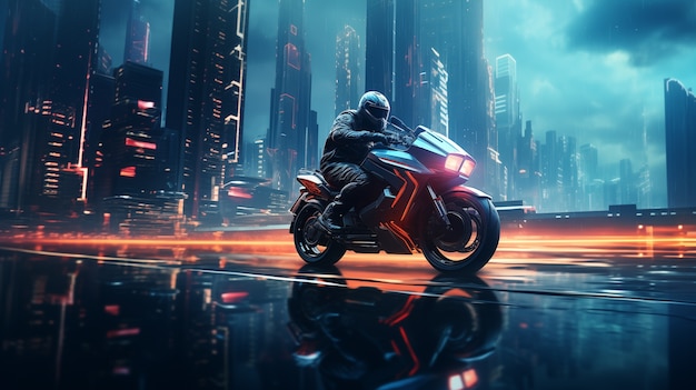 illustration of rain in the futuristic city