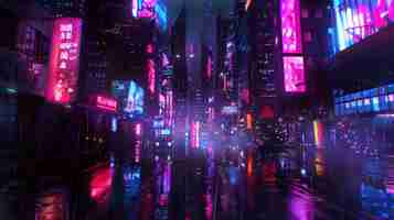 Free photo illustration of rain in the futuristic city