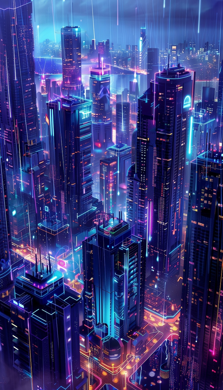 Free Photo illustration of rain in the futuristic city