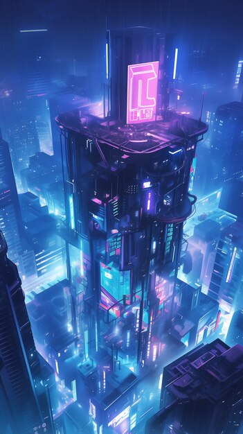 illustration of rain in the futuristic city