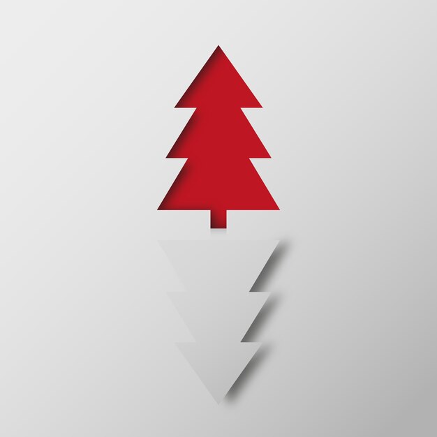 Иллюстрация красных и белых рождественских елок на сером фоне