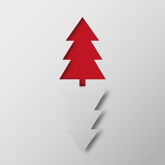 Illustration of red and white Christmas trees on grey background