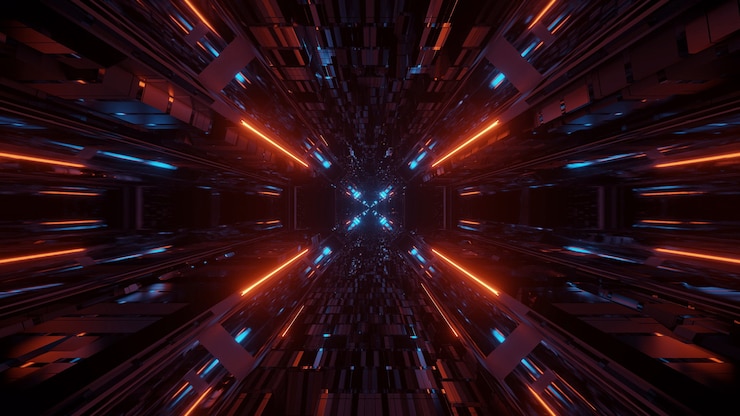 Free Photo illustration of several lights next to each other flowing into a single point