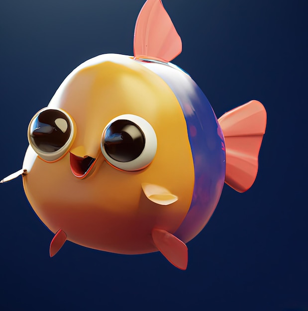 Иллюстрация улыбающейся причудливой рыбы под водой генеративного ИИ