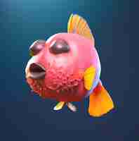 Foto gratuita illustrazione di un pesce sorridente sott'acqua generativo ai