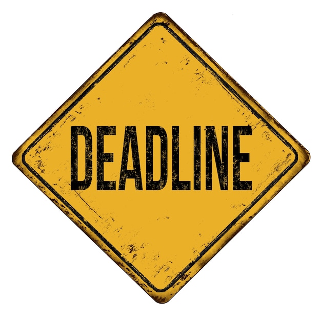 Illustration of a yellow sign saying "Deadline" on a white background