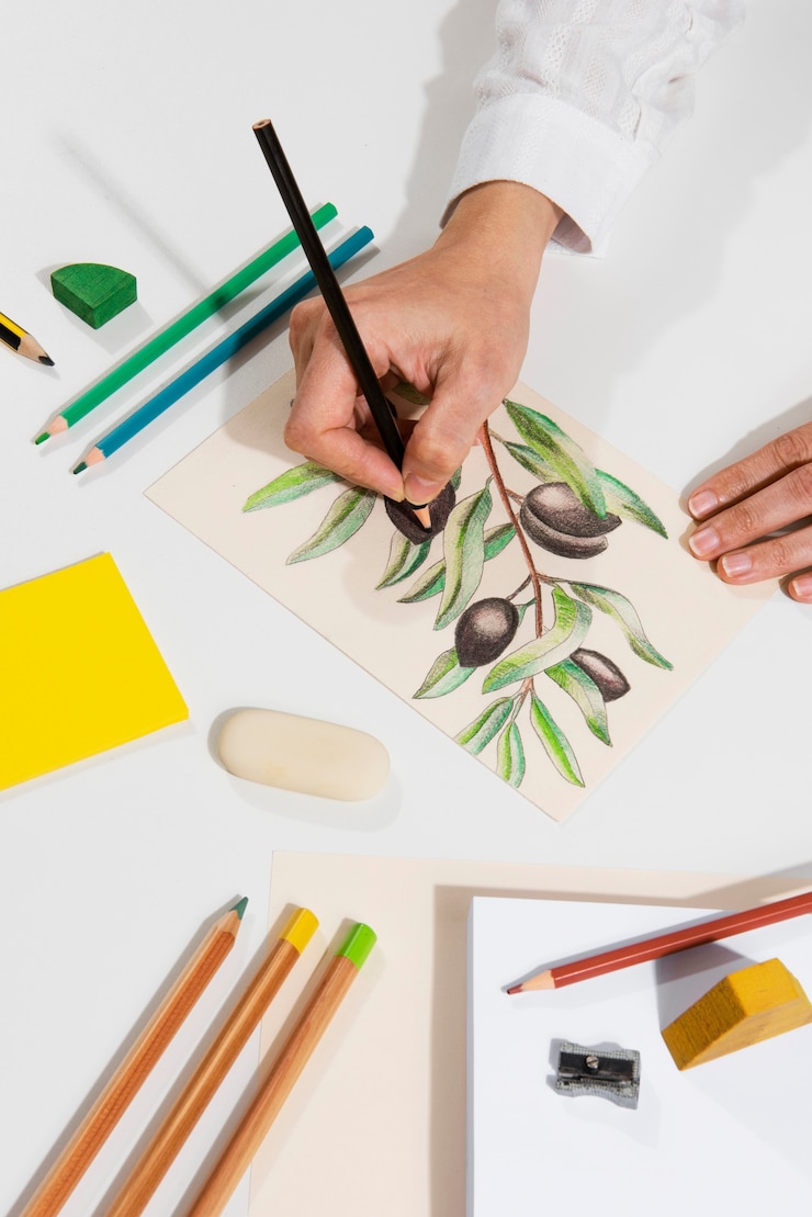 Бесплатный Фотография натюрморт с расположением инструментов illustrator