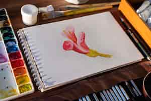 Free photo illustrators tools arrangement still life