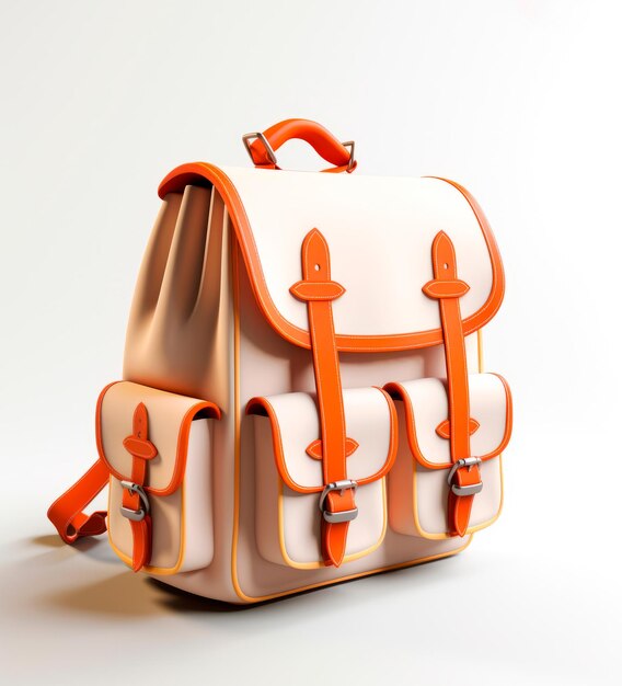 Image of a 3D school bag on a white background