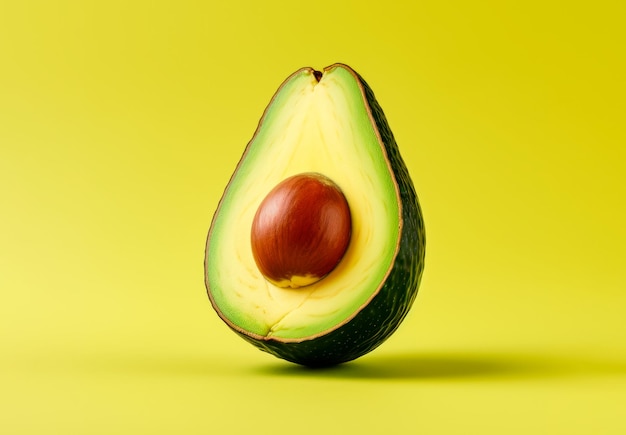 Free photo image of avocado half on green background