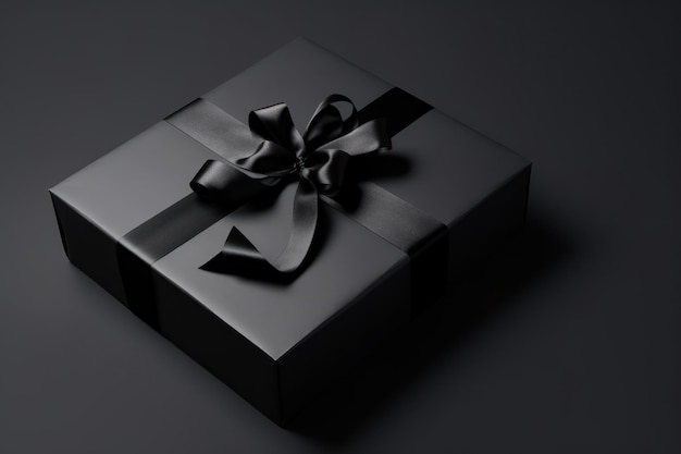 Free photo image of black box with black ribbon on dark background