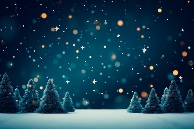 Image for Christmas with snowy background of trees and stars