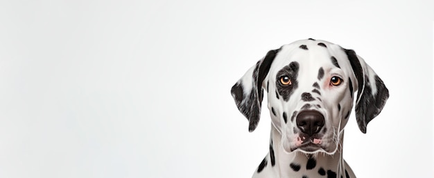 Image of Dalmatian on white background banner