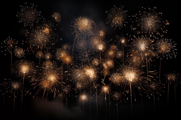 Free photo image of golden fireworks on a black background