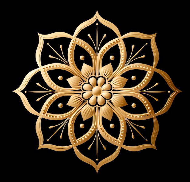 Free photo image of golden mandala on black background for diwali